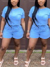 Solid Drawstring Romper