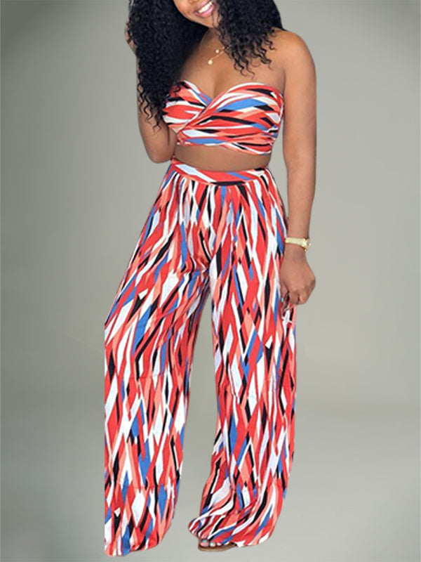 Printed Bandeau Top & Pants Set