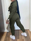 Solid Zip Sweatshirt & Pants Set