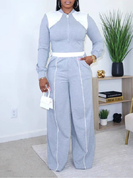 Two-Tone Zip Top & Pants Set