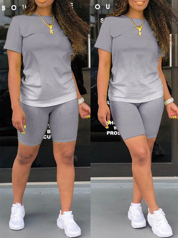 Ombre Tee & Biker Shorts Set