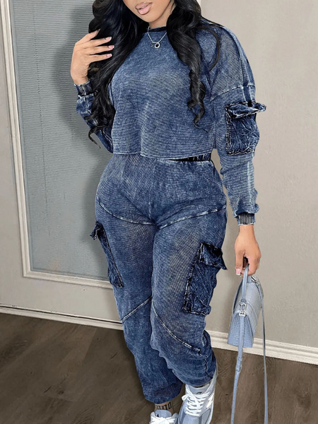 Morchique Solid Patchwork Cargo 2PC Set