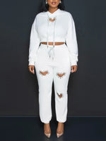 Heart Studded Hoodie & Jogger Pants Set