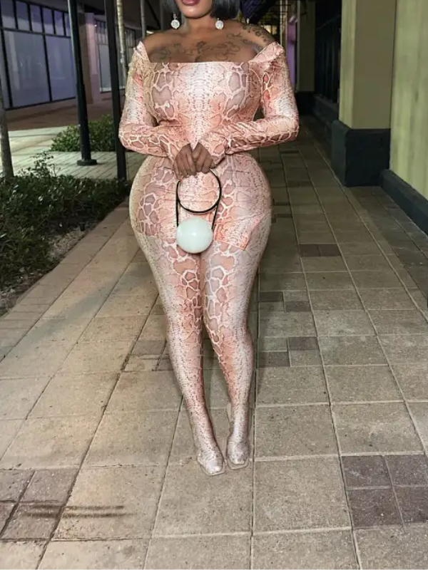 Slit Snake-Print  Top & Pants Set