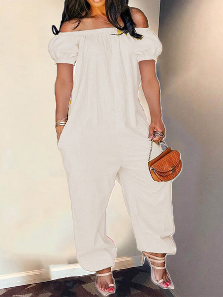 Morchique Off-Shoulder Short-Sleeve Heram Jumpsuit