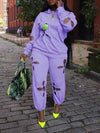 Solid Cutout Hoodie & Pants Set