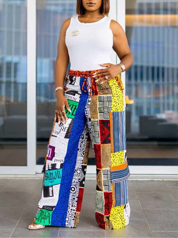 Printed Wide-Leg Pants