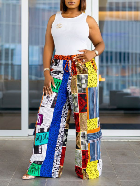Printed Wide-Leg Pants