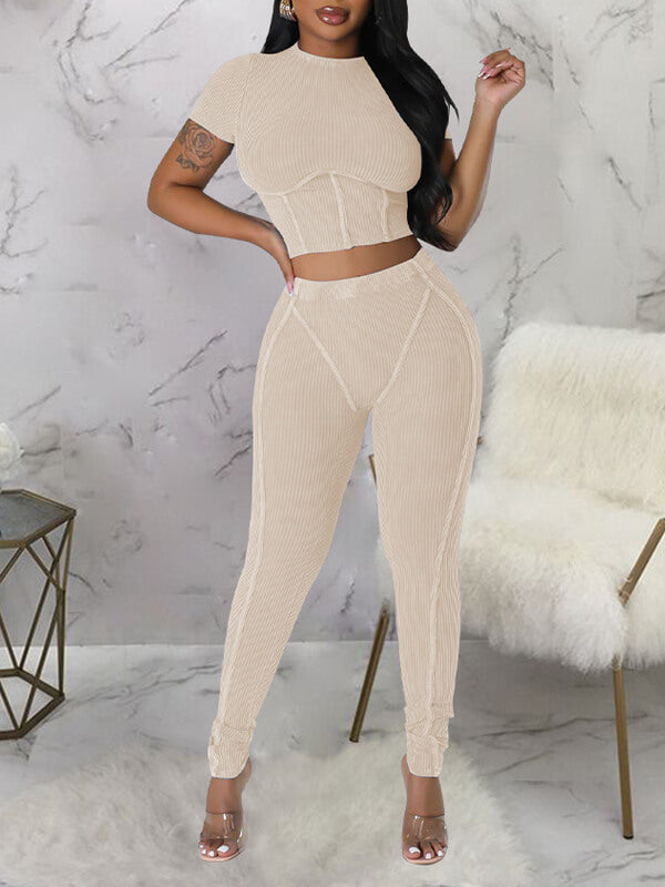 Morchique Ribbed Crop Top & Pants Set