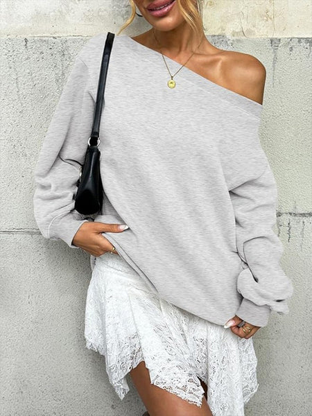 Solid Boat-Neck Sweatshirt