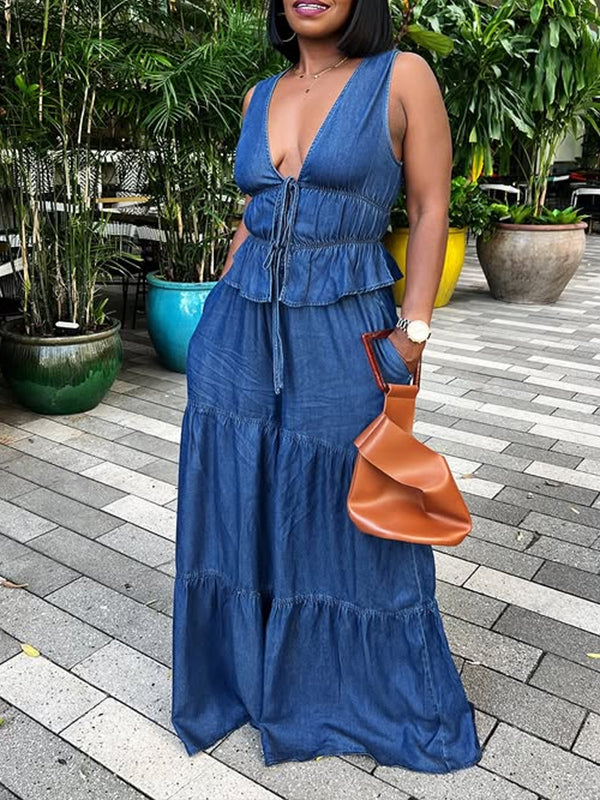 Tied Tank Top & Wide-Leg Pants Set