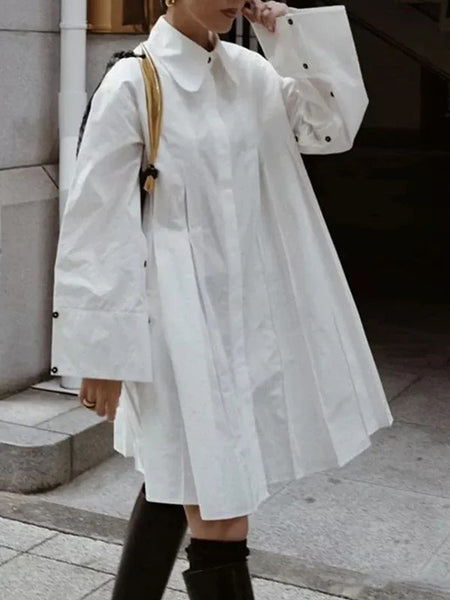 Solid Pleated Tunic Shirt