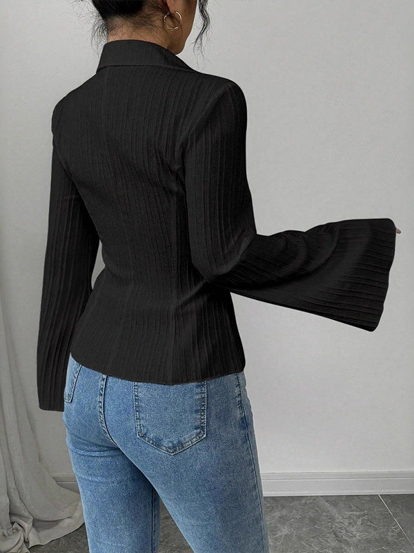 Solid Bell-Sleeve Shirt