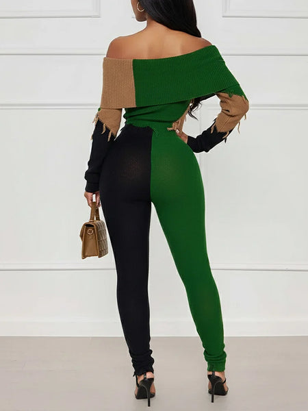 Colorblock Off-Shoulder Jumpsuit