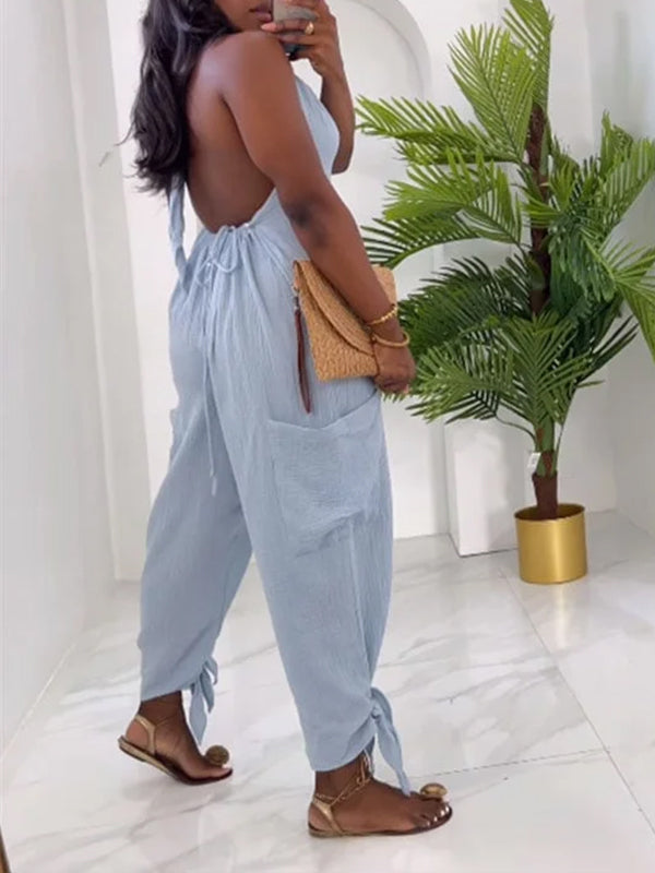 Halter Cargo Jumpsuit