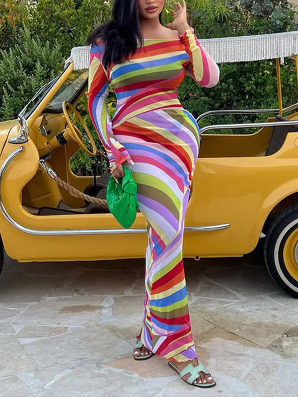 Printed Off-Shoulder Maxi Dress