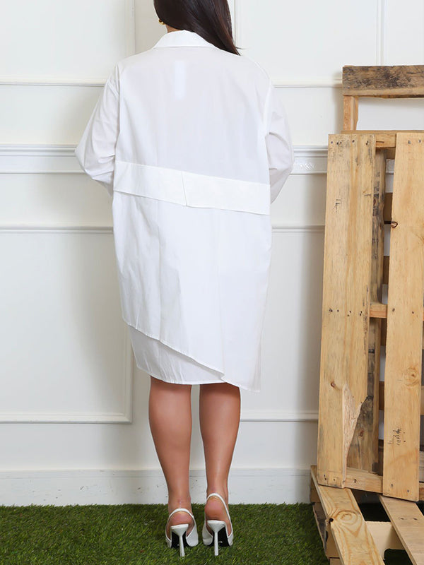 Solid Asymmetric Shirt Dress