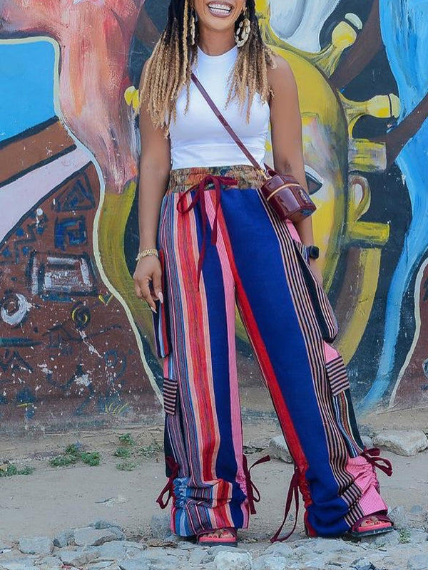 Morchique Printed Combo Wide-Leg Pants