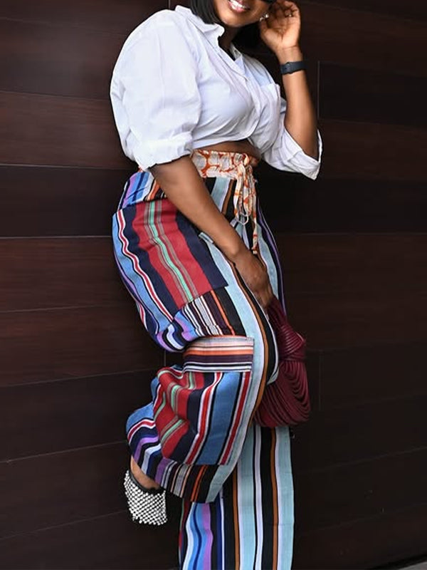 Morchique Printed Combo Wide-Leg Pants