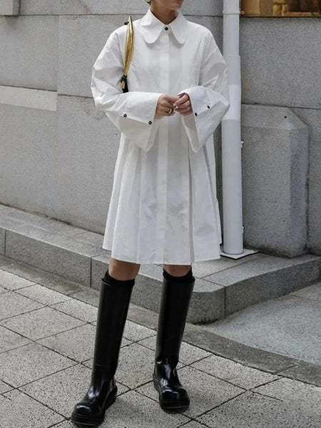 Solid Pleated Tunic Shirt