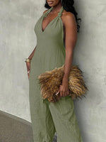 Halter Cargo Jumpsuit
