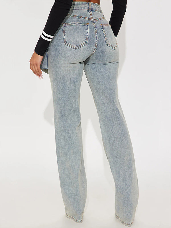 Double-Waist Straight Jeans
