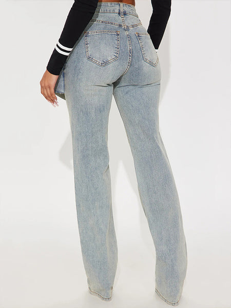 Double-Waist Straight Jeans