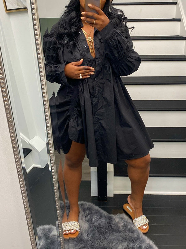 Button Front Ruched Dresses
