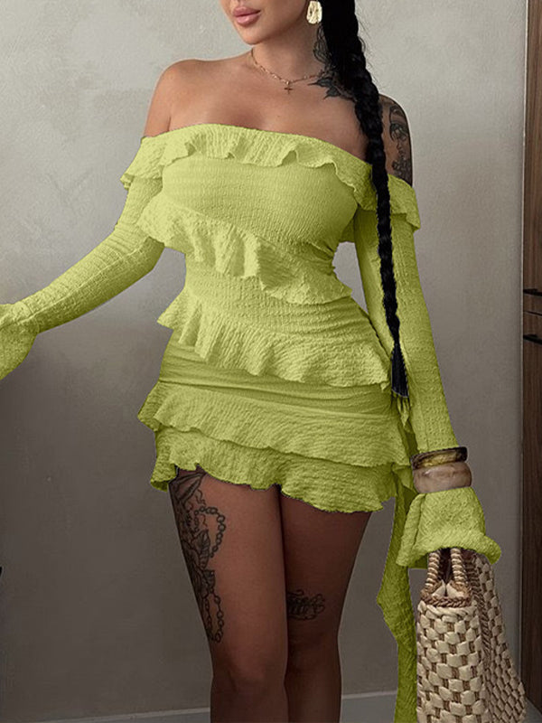 Off-Shoulder Ruffle Mini Dress