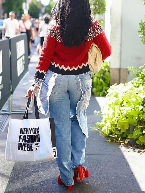 Printed Turtleneck Sweater