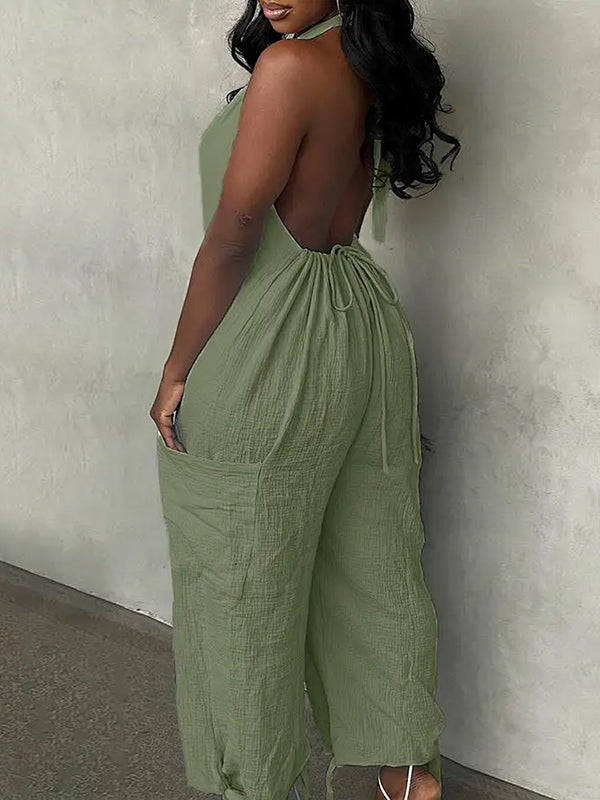 Halter Cargo Jumpsuit