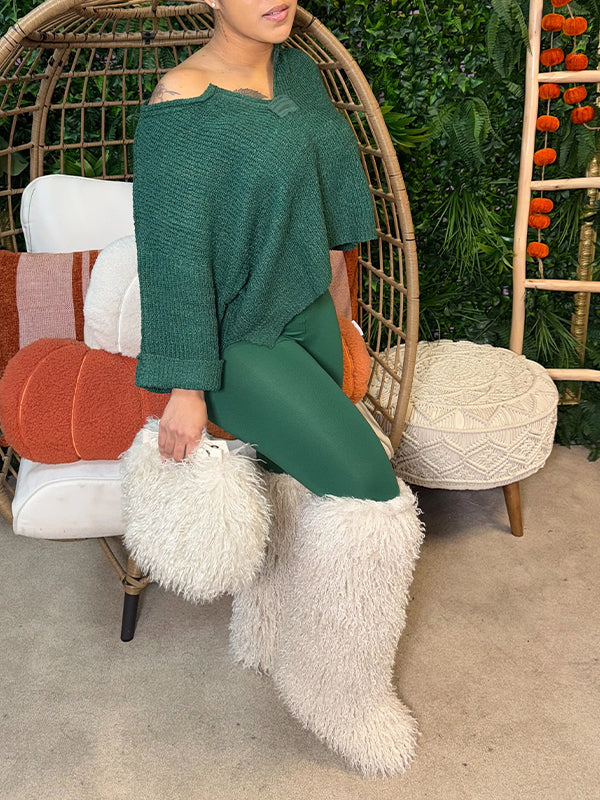 Knit V-Neck Top & Skinny Pants Set