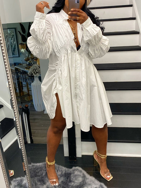Button Front Ruched Dresses