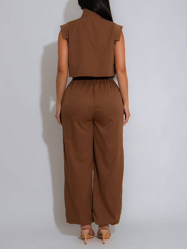Sleeveless Belted Cargo Jumpsuit