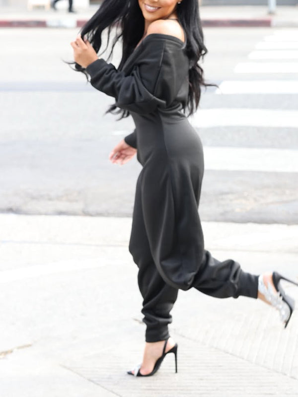Solid V-Neck Jumpsuit