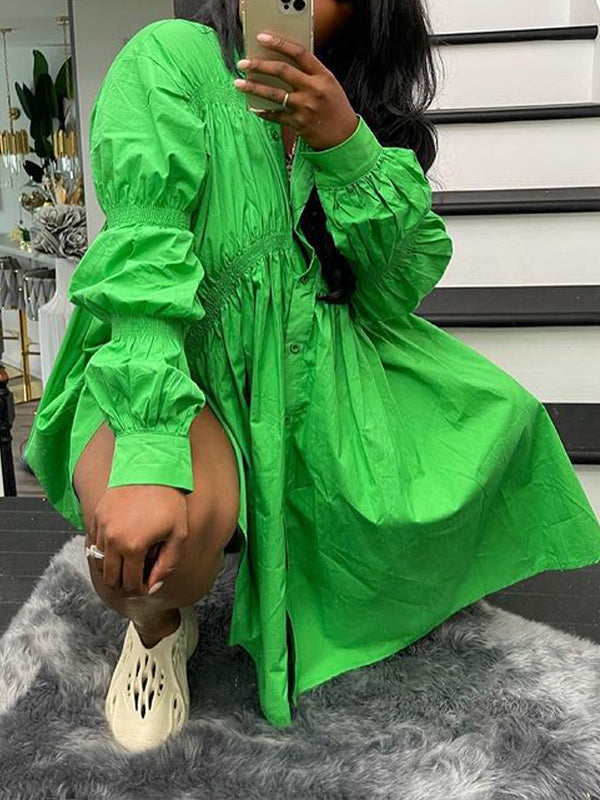 Button Front Ruched Dresses