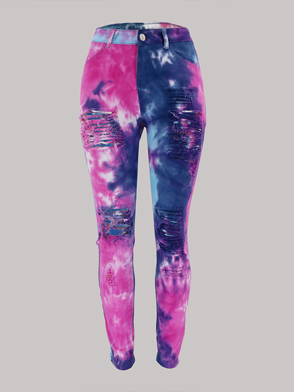 Printed Ripped Jeans