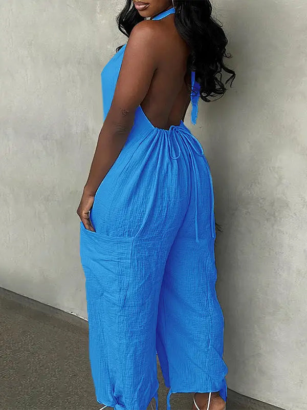 Halter Cargo Jumpsuit