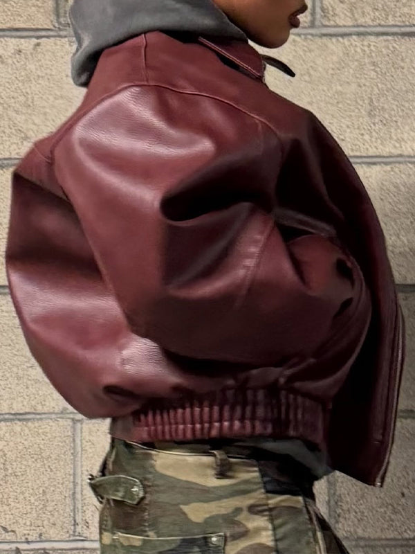 Faux-Leather Zip-Front Jacket