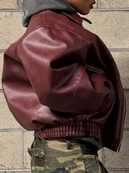 Faux-Leather Zip-Front Jacket