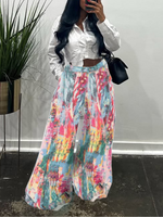 Printed Wide Leg Jeans