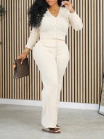 Solid Ribbed Knit 2PC Set