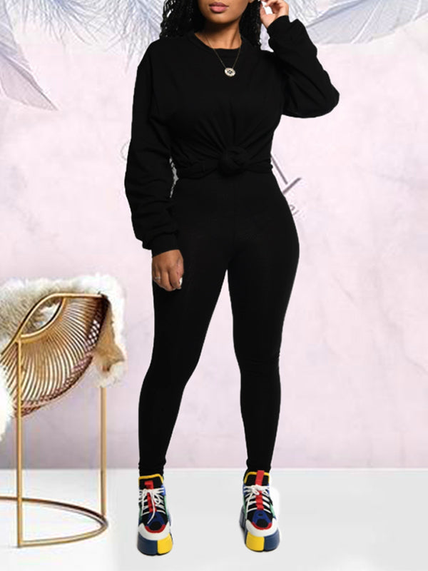 Morchique Solid Sweatshirt & Leggings Set