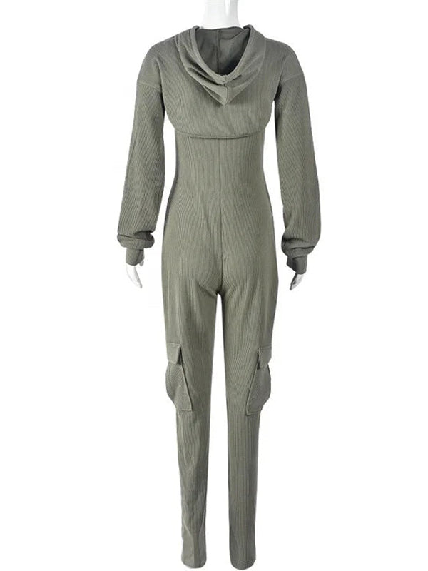 Cropped Hoodie & Cargo Jumpsuit Set