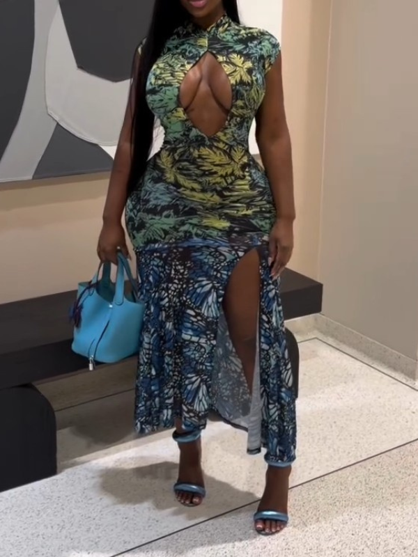 Printed Cut-out  Dress