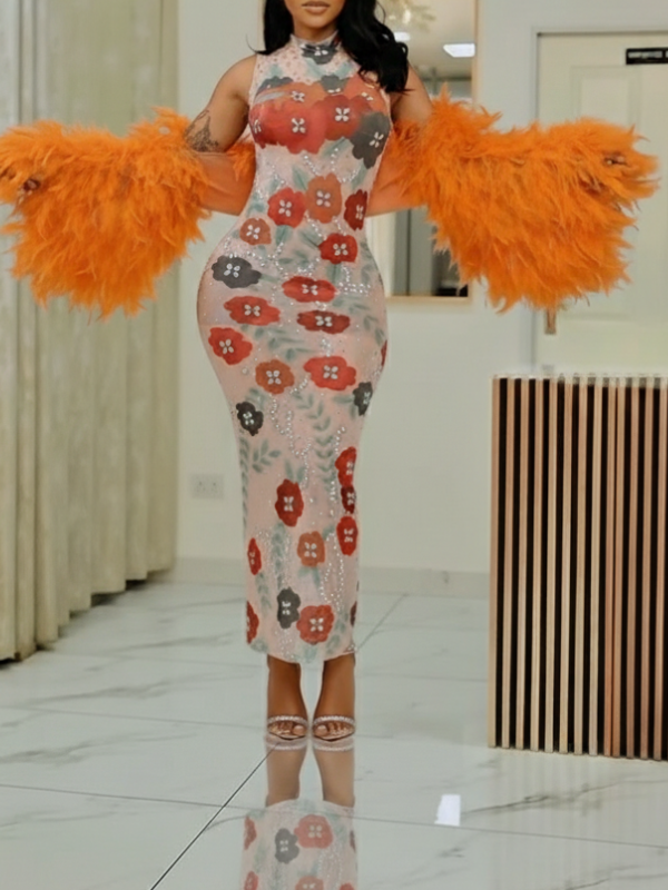 Studded Printed Maxi Dress