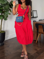 Sleeveless Cutout Cargo Dress
