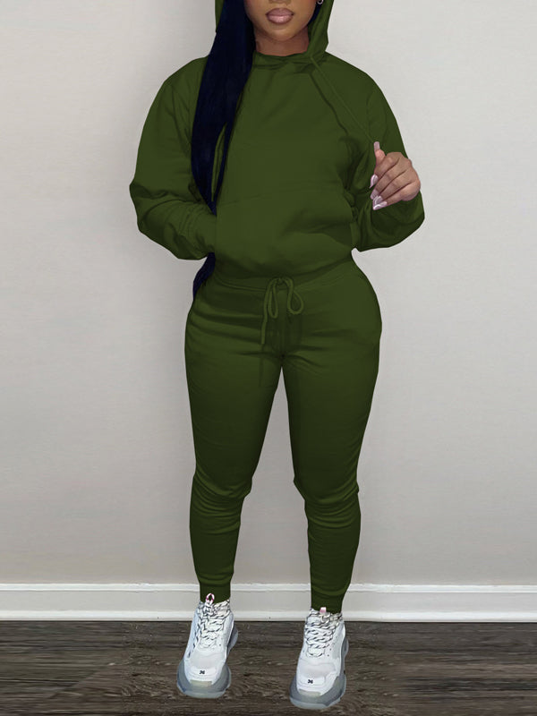 Morchique Solid Hoodie & Pants Set