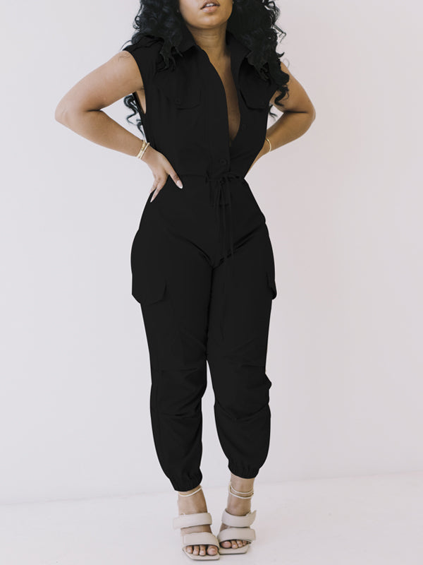 Morchique Button-Front Cargo Jumpsuit
