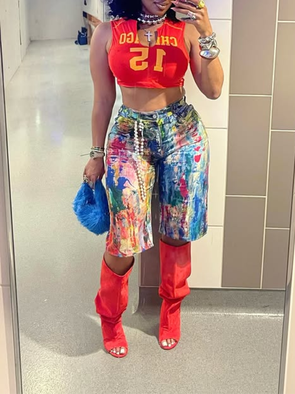Printed Cropped Pants